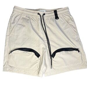 PacSun Mens‎ Nylon Cargo Shorts Tan Beige Utility Techwear Size Medium